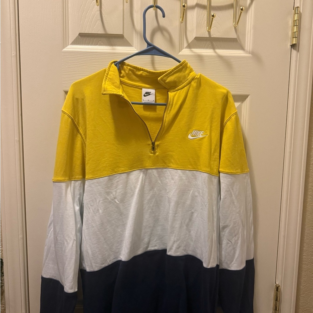 Nike Yellow and Blue Colorblock Pullover